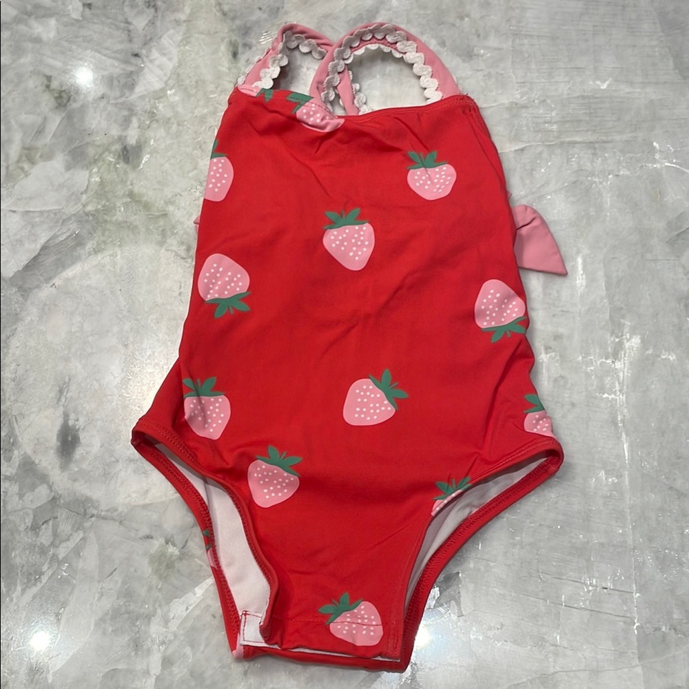 Strawberry Print Red Swimsuit
